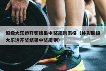 超级大乐透开奖结果中奖规则表格（体彩超级大乐透开奖结果中奖规则）