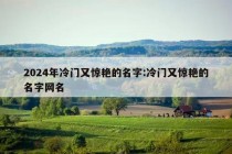 2024年冷门又惊艳的名字:冷门又惊艳的名字网名