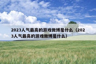 2023人气最高的游戏微博是什么（2023人气最高的游戏微博是什么）