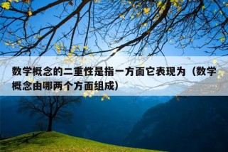 数学概念的二重性是指一方面它表现为（数学概念由哪两个方面组成）