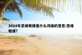 2024年思维敏捷是什么词语的意思:思维敏捷?