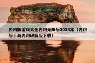 内购版游戏大全内购无限版2023年（内购版手游内购破解版下载）