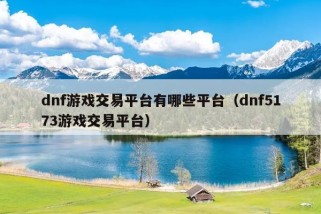 dnf游戏交易平台有哪些平台（dnf5173游戏交易平台）