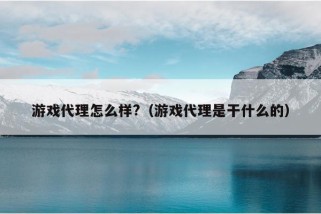 游戏代理怎么样?（游戏代理是干什么的）