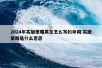 2024年实施策略英文怎么写的单词:实施策略是什么意思