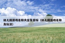 幼儿园游戏名称大全及目标（幼儿园游戏名称及玩法）