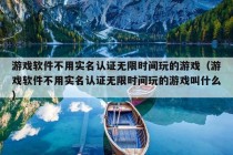 游戏软件不用实名认证无限时间玩的游戏（游戏软件不用实名认证无限时间玩的游戏叫什么）