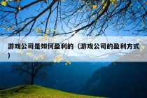 游戏公司是如何盈利的（游戏公司的盈利方式）