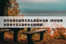 农村信用社信用卡怎么查积分兑换（农村信用社信用卡怎么查积分兑换明细）