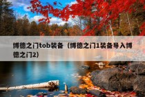 博德之门tob装备（博德之门1装备导入博德之门2）