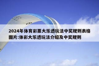 2024年体育彩票大乐透玩法中奖规则表格图片:体彩大乐透玩法介绍及中奖规则