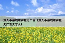 双人小游戏破解版无广告（双人小游戏破解版无广告火才人）