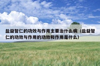 盐益智仁的功效与作用主要治什么病（盐益智仁的功效与作用的功效和作用是什么）