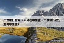 广发银行信用卡积分在哪里查（广发银行积分查询哪里查）