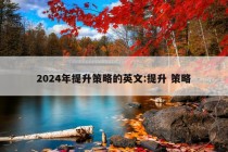 2024年提升策略的英文:提升 策略