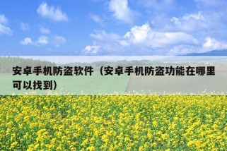 安卓手机防盗软件（安卓手机防盗功能在哪里可以找到）