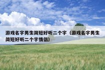 游戏名字男生简短好听二个字（游戏名字男生简短好听二个字情侣）