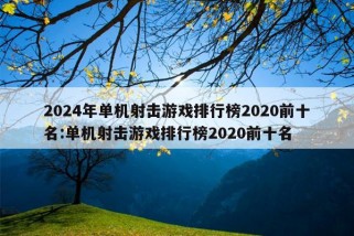 2024年单机射击游戏排行榜2020前十名:单机射击游戏排行榜2020前十名