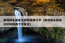 游戏网名简单又好听男两个字（游戏网名简单又好听男两个字英文）