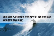 诗意又撩人的游戏名字男两个字（两字男生游戏诗意淡雅古风名）