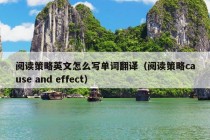 阅读策略英文怎么写单词翻译（阅读策略cause and effect）