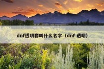 dnf透明套叫什么名字（dnf 透明）