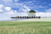 opera手机浏览器的简单介绍