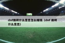 dnf搬砖什么意思怎么赚钱（dnf 搬砖什么意思）