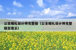 公主婚礼设计师完整版（公主婚礼设计师完整版百度云）