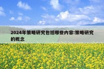 2024年策略研究包括哪些内容:策略研究的概念