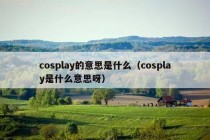 cosplay的意思是什么（cosplay是什么意思呀）