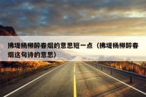 拂堤杨柳醉春烟的意思短一点（拂堤杨柳醉春烟这句诗的意思）