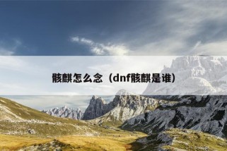 骸麒怎么念（dnf骸麒是谁）