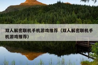 双人解密联机手机游戏推荐（双人解密联机手机游戏推荐）