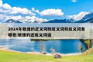 2024年敏捷的近义词和反义词和反义词有哪些:敏捷的近反义词语