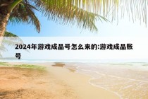 2024年游戏成品号怎么来的:游戏成品账号