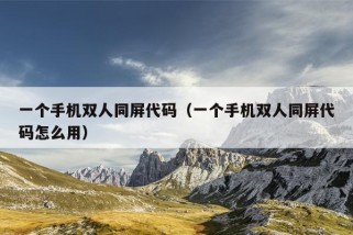 一个手机双人同屏代码（一个手机双人同屏代码怎么用）