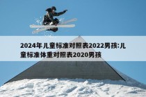 2024年儿童标准对照表2022男孩:儿童标准体重对照表2020男孩