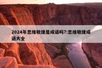 2024年思维敏捷是成语吗?:思维敏捷成语大全