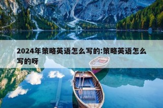 2024年策略英语怎么写的:策略英语怎么写的呀