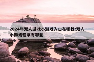 2024年双人游戏小游戏入口在哪找:双人小游戏程序有哪些