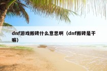 dnf游戏搬砖什么意思啊（dnf搬砖是干嘛）