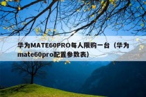 华为MATE60PRO每人限购一台（华为mate60pro配置参数表）