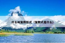 什么叫复数形式（复数式是什么）