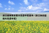 浙江省体育彩票大乐透中奖查询（浙江体彩超级大乐透中奖）