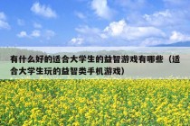 有什么好的适合大学生的益智游戏有哪些（适合大学生玩的益智类手机游戏）