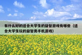 有什么好的适合大学生的益智游戏有哪些（适合大学生玩的益智类手机游戏）