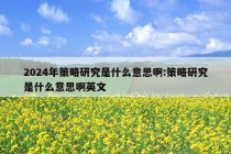 2024年策略研究是什么意思啊:策略研究是什么意思啊英文