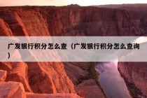 广发银行积分怎么查（广发银行积分怎么查询）