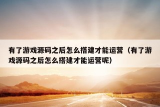 有了游戏源码之后怎么搭建才能运营（有了游戏源码之后怎么搭建才能运营呢）